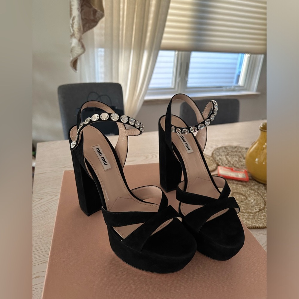 Miu miu Crystal Embellished Platform